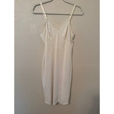 Vintage Shadowline White Nylon Antron III Full Slip Lace Trim 34 Short