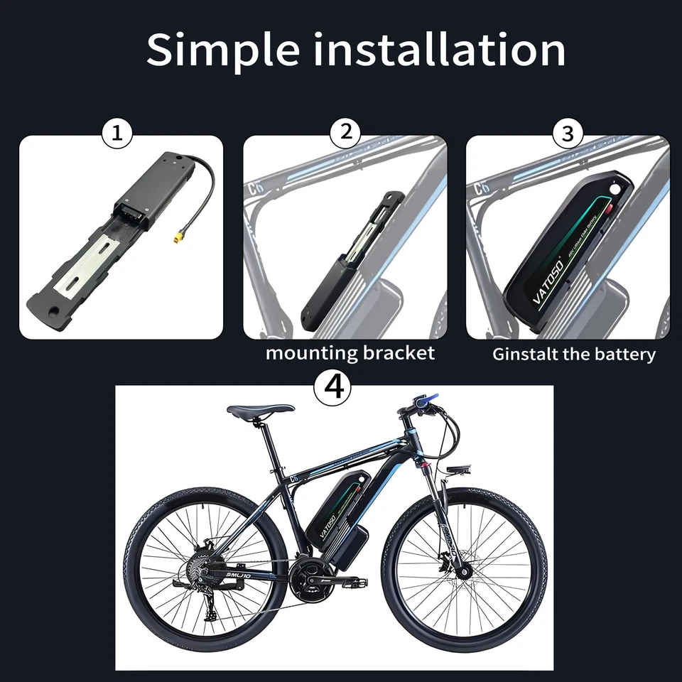 Batería ebike de iones de litio 48V de alta capacidad, para bicicletas eléctricas 100w-1500w Foto 4 de 4