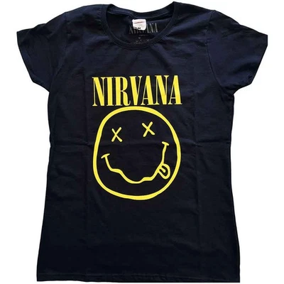 Ladies Nirvana Yellow Happy Face  Autorisé Femmes Dames T-shirt  - Photo 1/4