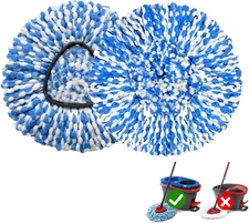 2 Pack Mop Replacement Heads Compatible Spin Mop Refill Fluffy Microfiber Washab