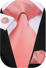 Mens Paisley Floral Silk Tie for Men Striped Necktie and Pocket Square Cufflinks