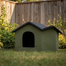Weatherproof Heated Cat House with 2 Escape Doors - Perfect for Winter Comfort