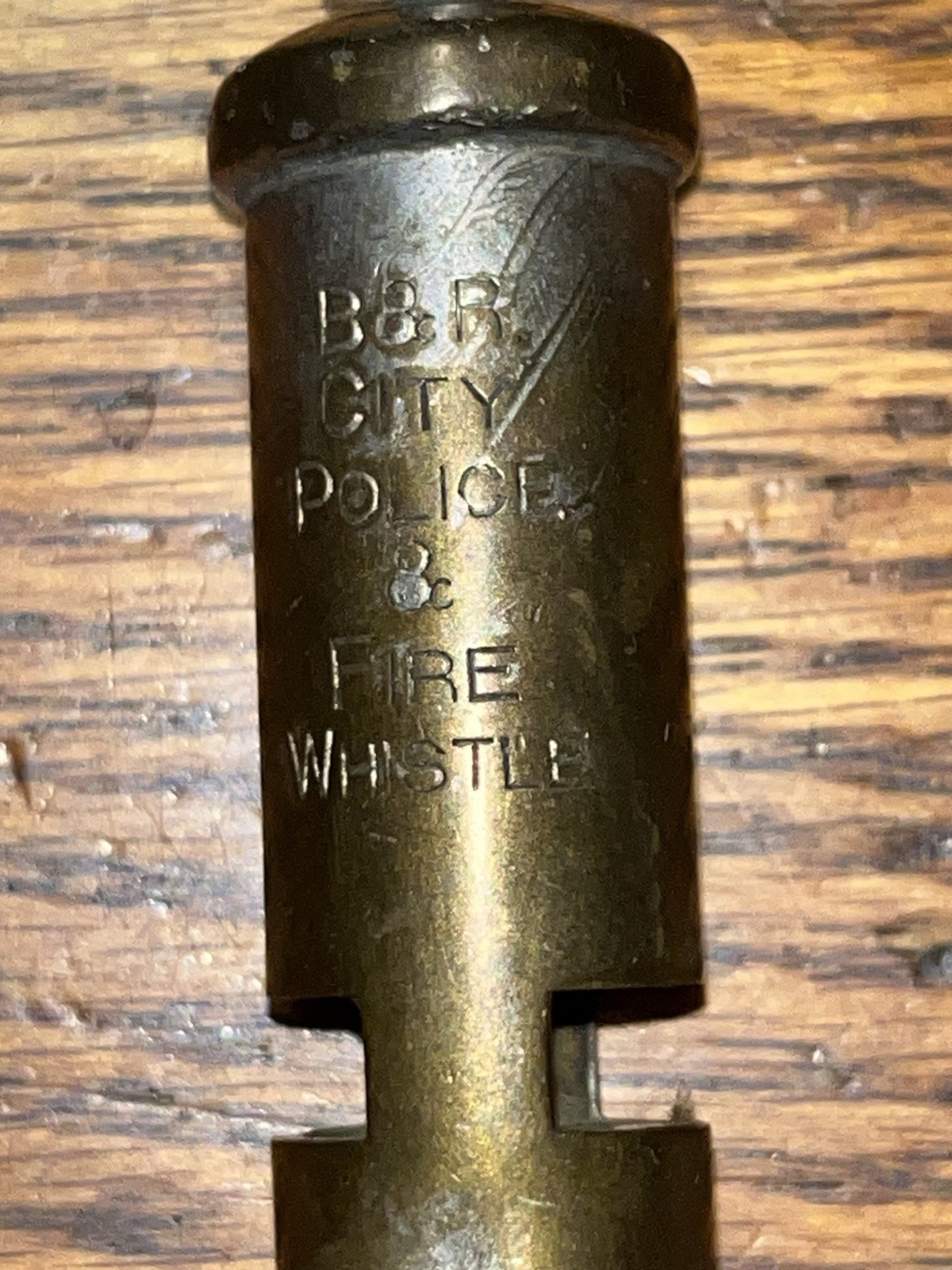 Vintage Brass Plated Tube Police & Fire Whistle.  B & R City Police & Fire