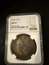 1883-O Morgan Dollar NGC MS63 (Nice Rainbow Toning on OBV & REV)