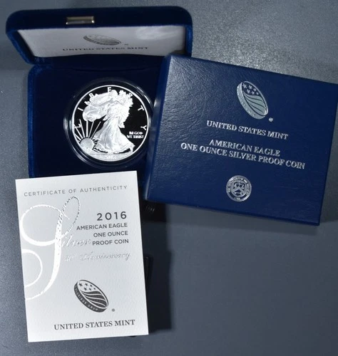 2016-W $1 AMERICAN SILVER EAGLE PROOF  1 oz .999 GEM PROOF w/OGP & COA  A6798