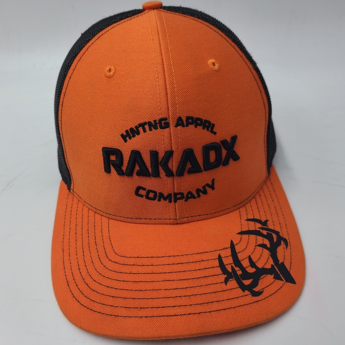 RakAdx Hat Snapback Trucker Mesh Orange Black Rack Addicts Outdoors Hunt Deer