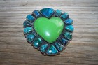 OOAK Southwestern Silver Green Turquoise & Chrysocolla Heart Cluster Belt Buckle — photo 3