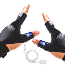 LED Finger Light Gloves USB Rechargeable Weatherproof Hands-Free for Mechanics