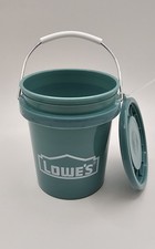 Lowes Teal Plastic Bucket with Lid and Metal Handle