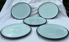 5 Denby ENERGY Stoneware Celadon Charcoal 10 1/2" Dinner Plates Discontinued