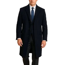 Hart Schaffner Marx Men’s Navy Wool Cashmere Overcoat 44R 3 Button NWT