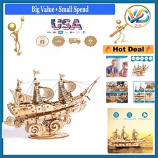 Vintage Wooden Sailboat Puzzle Kit for Adults 3D Ship Model Gift Craft Kit - ...