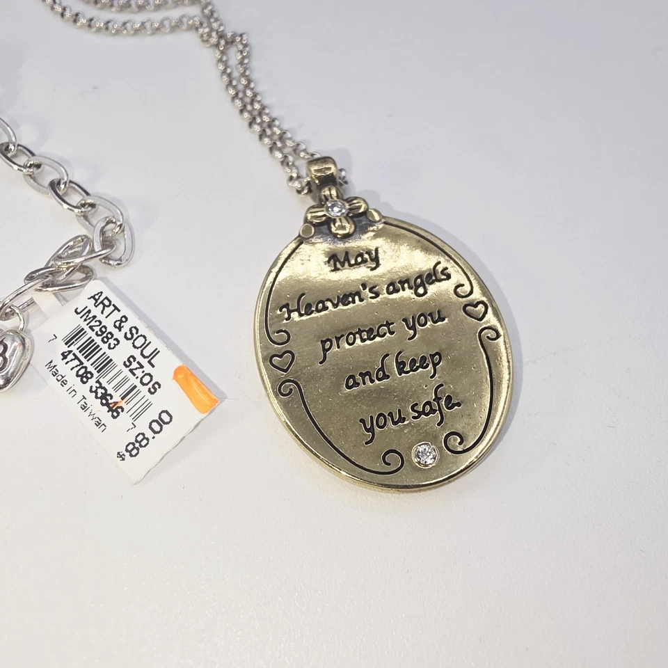 NWT Brighton Art & Soul Guardian Angel Necklace Dual Tone Gift Bag & Tin 20" - Image 4 of 4