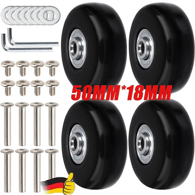 4X Kofferrollen Für 50x18mm Gummi Rollen Räder Mute Gepäck Koffer Ersatz Wheels