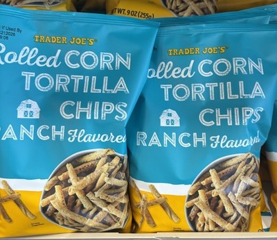 2 Packs Trader Joe's Ranch Flavored Rolled Corn Torilla Chips Gluten Free 9 oz