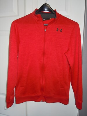 UNDER ARMOUR MENS JACKET-RED SMALL-ZIP FRONT-SOFT SHELL-LOOSE-COLD GEAR
