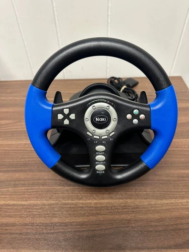 Naki Wired Steering Wheel For PlayStation 1 And 2 PS1 PS2 Model 57063 Blue 0E