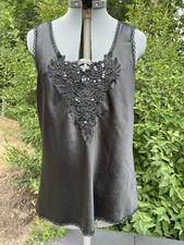 Cinema Etoile Chemise Vintage Pearl Sequin Embroidered Floral Lace Size Medium