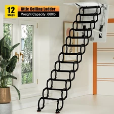 12 Steps Loft Wall Folding Pulldown Attic Ceiling Ladder Stairs 39.4*27.6" EP