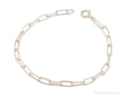 Vintage Dutch 835 Silver Long Paper Clip Link Chain Bracelet - Main Image