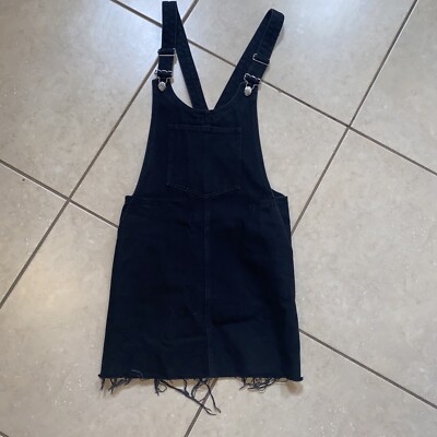 Zara TRF Authentic Denim Women Overall Skirt Dress Black