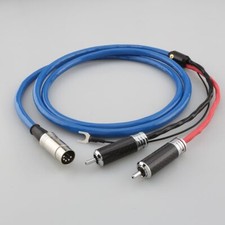 OCC Silver Plate Audio Phono Tonearm Cable 5Pin DIN to RCA Plug with Ground Wire