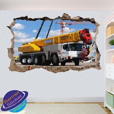 BIG MOBILE CRANE MACHINE WALL STICKER 3D ART POSTER ROOM DECOR DECAL MURAL ZZ9
