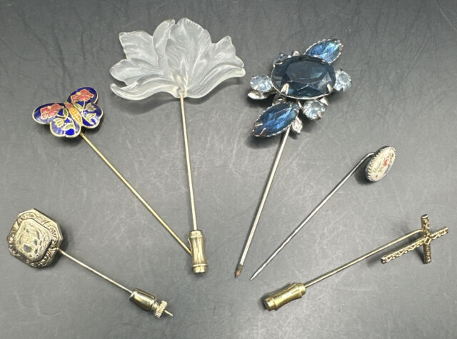 Lot Of Stick Pin Hat Pin Lot Silver Gold Tone Prong Rhinestone Flower Etc J94