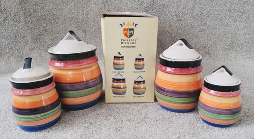 Philippe Richard Rondo Stoneware Canisters Full Set of 4 Containers - Picture 7 of 9