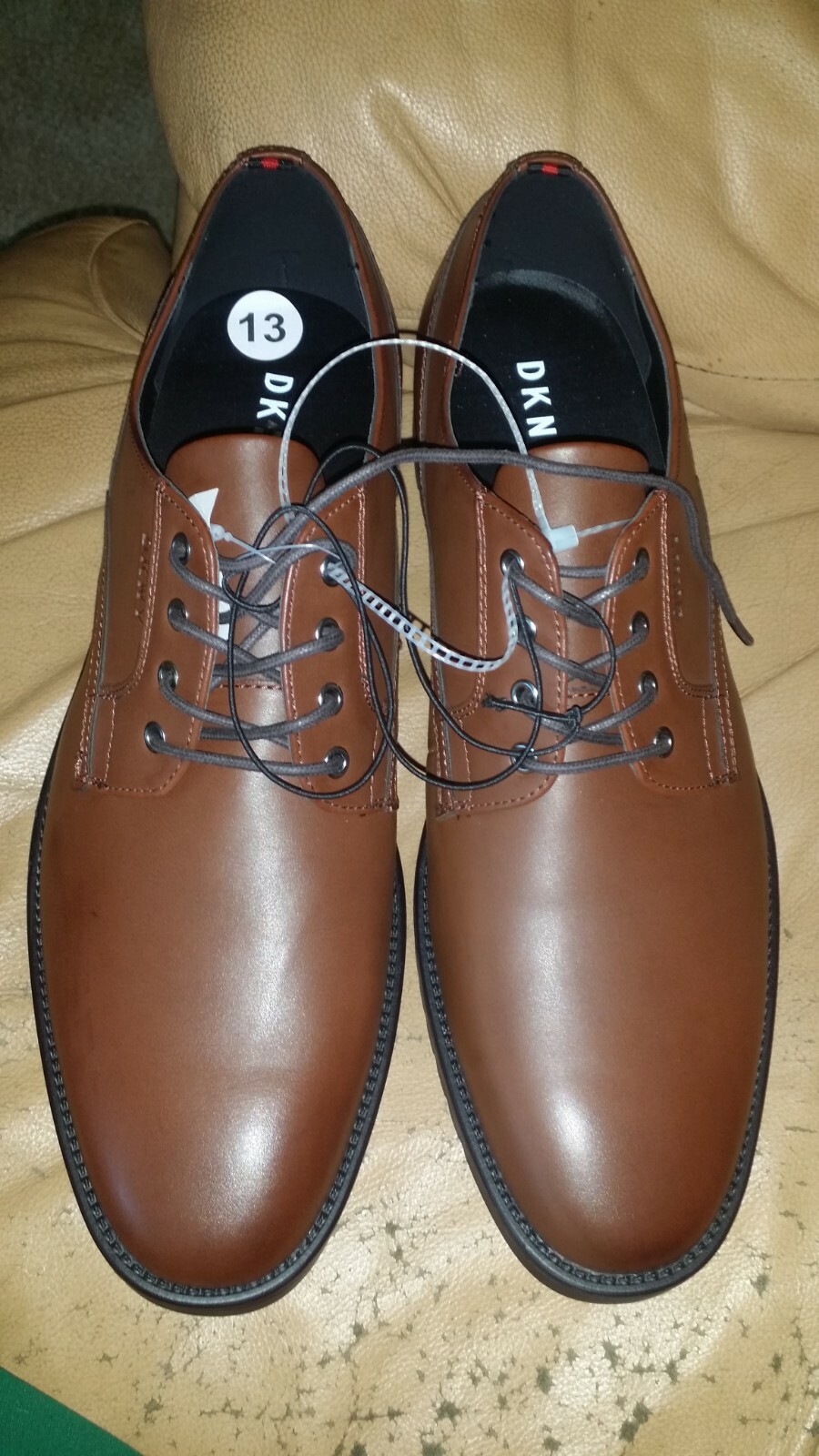 SAOLA DKNY SCARPE ELEGANTI OXFORD MARRONI JASON UOMO TAGLIA 13 M $129