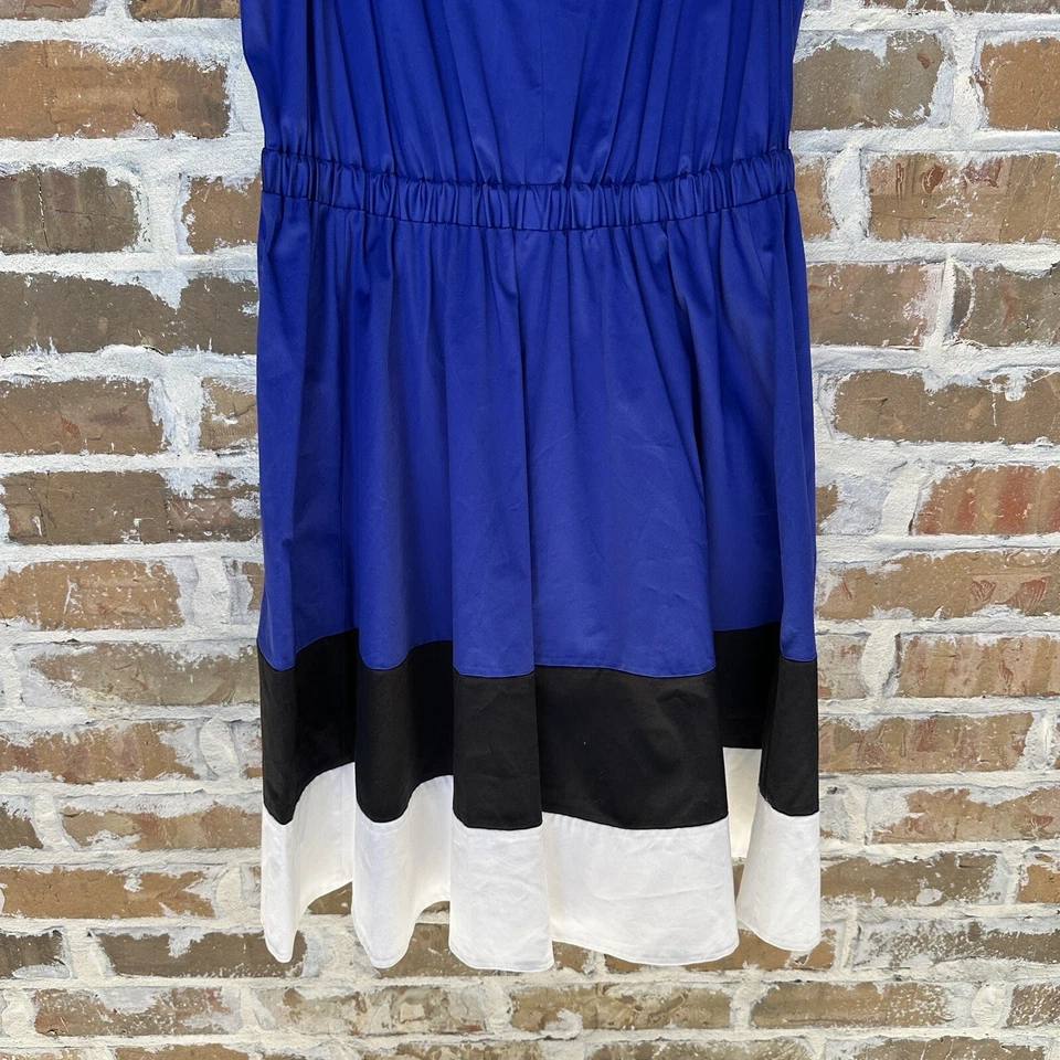 Nuevo Vestido Kate Spade Ajuste y Acampanado Azul Color Bloque Sin Mangas Para Mujer Talla 10 Foto 3 de 4