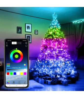 LED WEIHNACHTSBAUM LICHTERKETTE 10 MT EINSTELLBAR FERNBEDIENUNG AUS APP