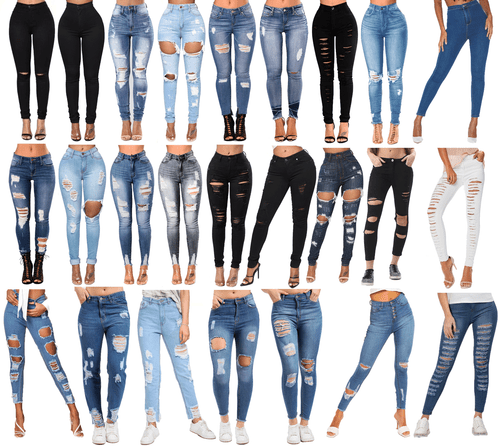 REGNO Unito le Donne Vita alta jeans skinny ripped effetto anticato da Vip  Donna jeggin Ginocchio 6-24 | eBay