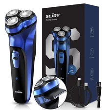 SEJOY 3D Mens Electric Shaver Rotary Shavers Pop-up Trimmer Rechargeable Gifts