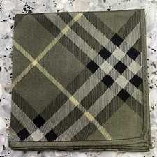 MAN HANDKERCHIEF OLIVE GREEN PLAID CLASSIC COTTON VTG POCKET ART SQUARE 19" B60