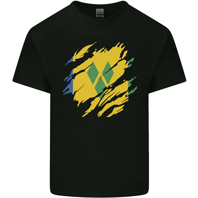 Torn Saint Vincent and Grenadines Flag Football Kids T-Shirt Boys Girls