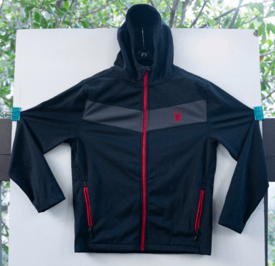 Spyder Men's Full Zip Hooded Soft Shell Windbreaker Jacket Size S
