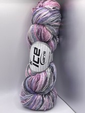 Bamboo Wool Hand Paint Yarn 82923 Ice Thin Thick 100gr 153yds Lilac Pink Grey 