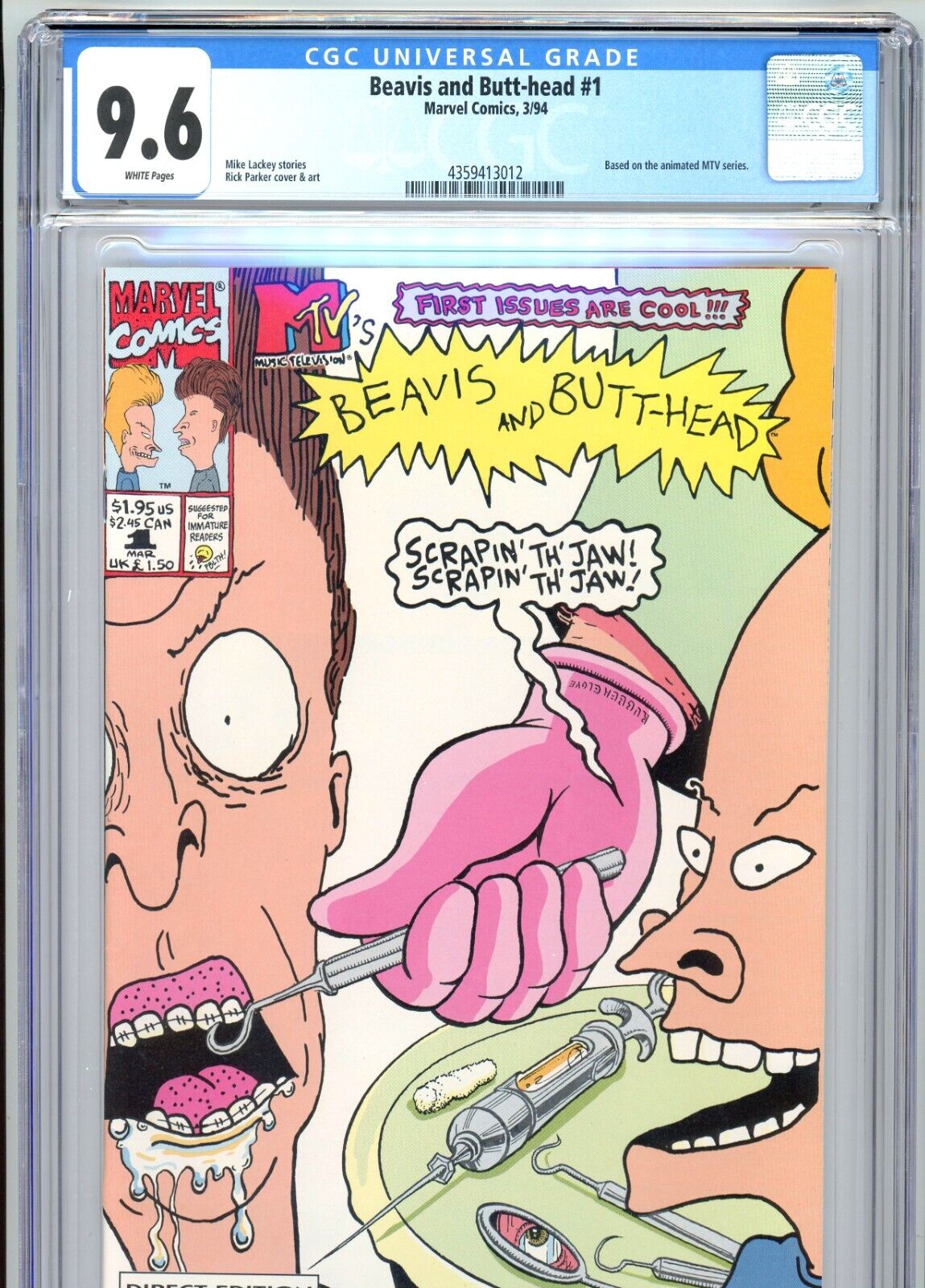 Beavis and Butt-Head #1 CGC 9.6 White Pages MTV's Series Marvel Comics 1994