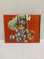 VTG 1961 SIFO CO. Wooden Little Girl On Swing W/ Doll Puzzle Made In USA 8x10