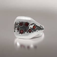 RED GARNET MENS RING 925 STERLING SILVER RING SIGNET RING GIFT FOR MEN'S