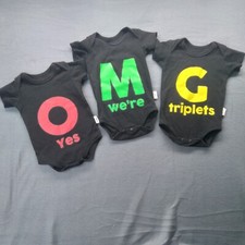 Triplets Baby Bodysuits Lot Size 0 3m OMG Undershirt One Pieces Outfits