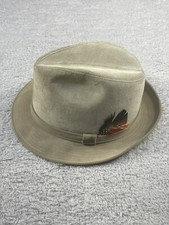 Dobbs Fifth Avenue New York Fedora Hat Leather Men's Size 7 1/8 Brown