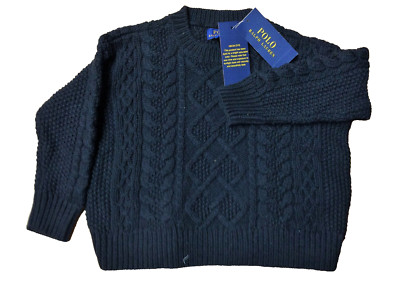 $65.00 Ralph Lauren Cable-Knit Sweater Polo Black  Size 5