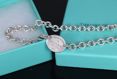Please Return To Tiffany & Co Silver Oval Tag 15.5
