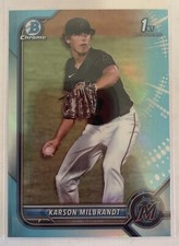 KARSON MILBRANDT 2022 Bowman Draft Chrome 1st Sky Blue Refractor Marlins