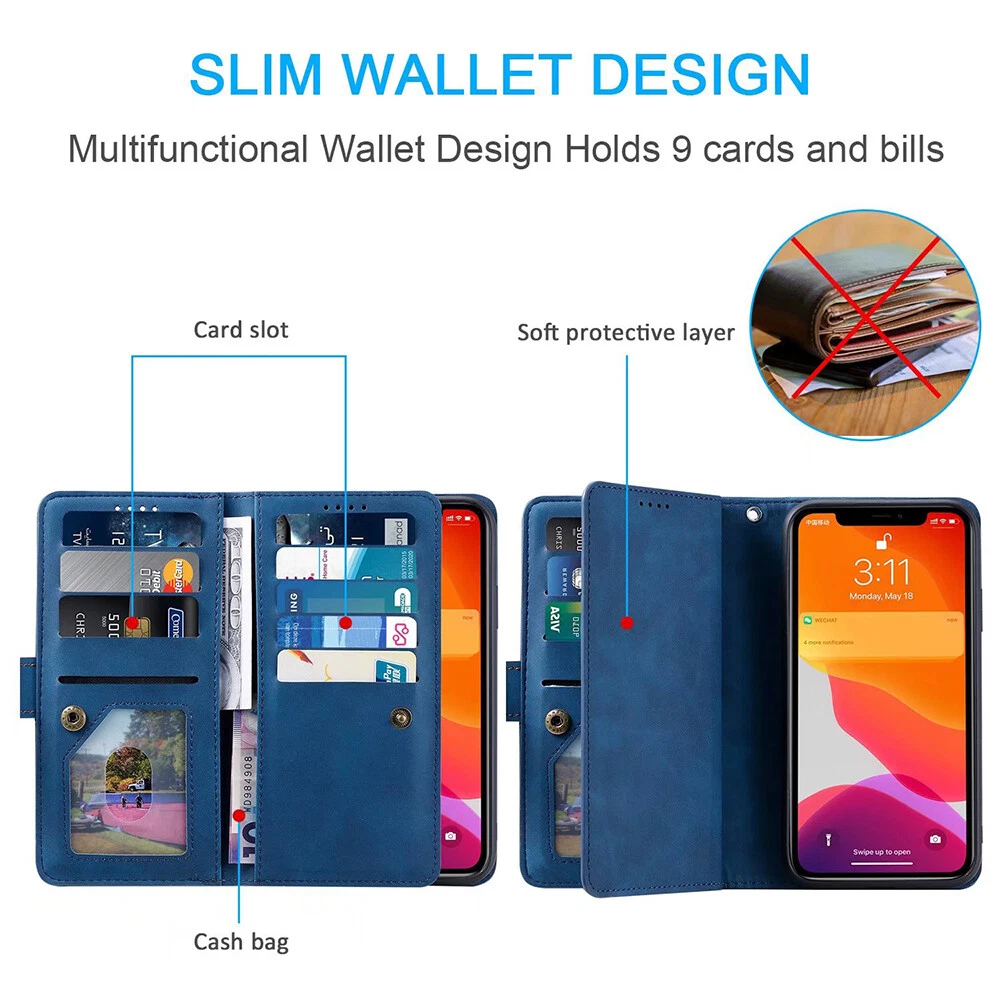 ZTE Libero 5G III Wallet Case,Leather Zipper Magnetic Flip CardFor