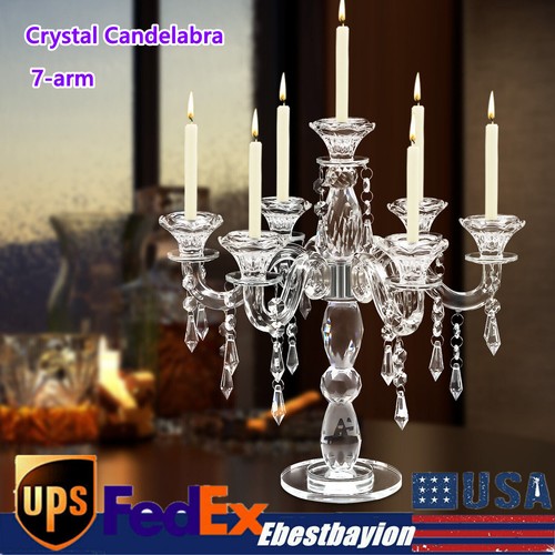 Crystal Candelabra Candlestick 7-arm Candle Holder Wedding Birthday Party Gift