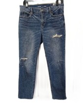 Old Navy Boyfriend Mid Rise Cropped Jeans Women  s Sz 4 Distressed