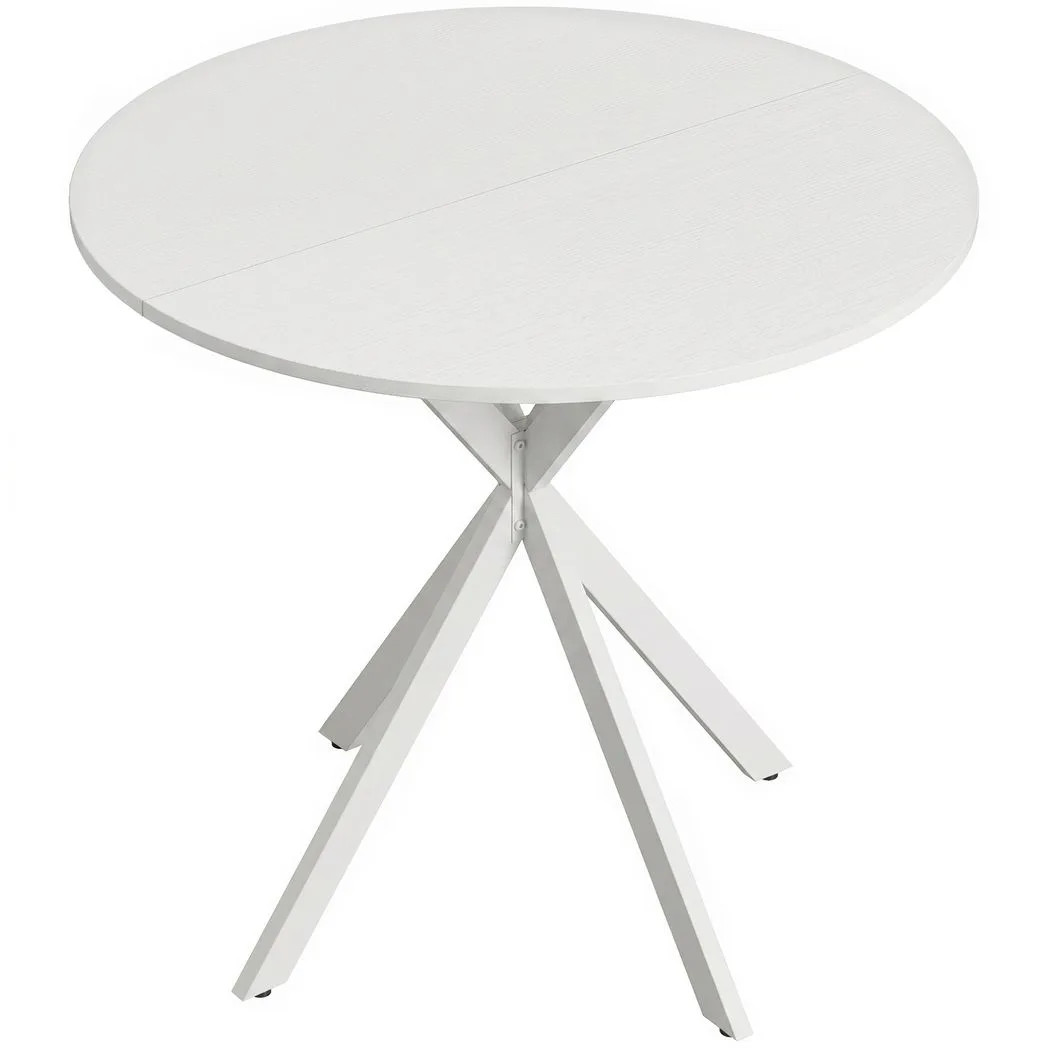 Homcom Unisex White Round Dining Table, Industrial Kitchen Table With Steel Legs In 80Cm - Image 2